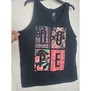 #Take That "DOPE" Graphic Tank Top  - Women's Size Large  Black/floral Print
